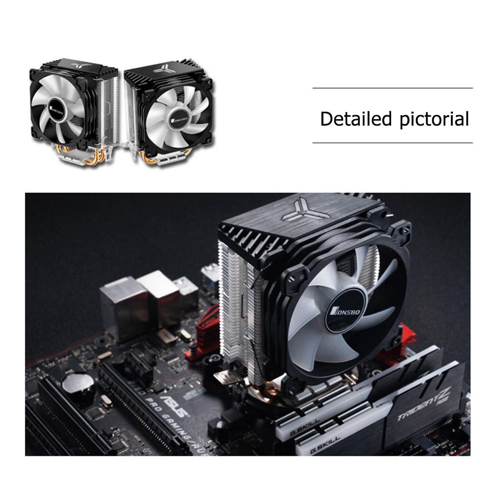 Jonsbo Cooling Fans CR1200 2 Heat Pipe Tower CPU Cooler RGB 3Pin Heatsink 900-2300RPM Automatic Lighting Computer Components