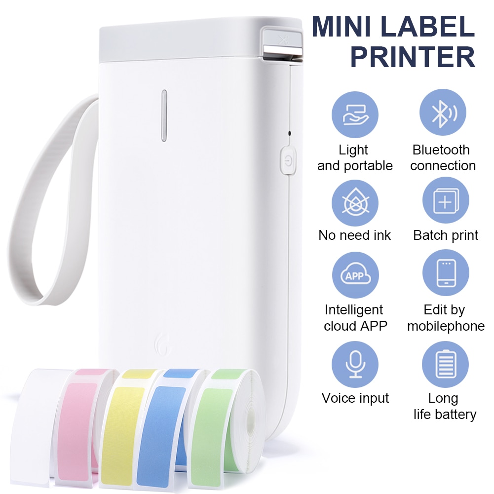 Niimbot D11 Bluetooth Thermal Label Printer With 3 Rolls Different Sizes Sticker Paper  Production Date Self Adhesive Name Tag