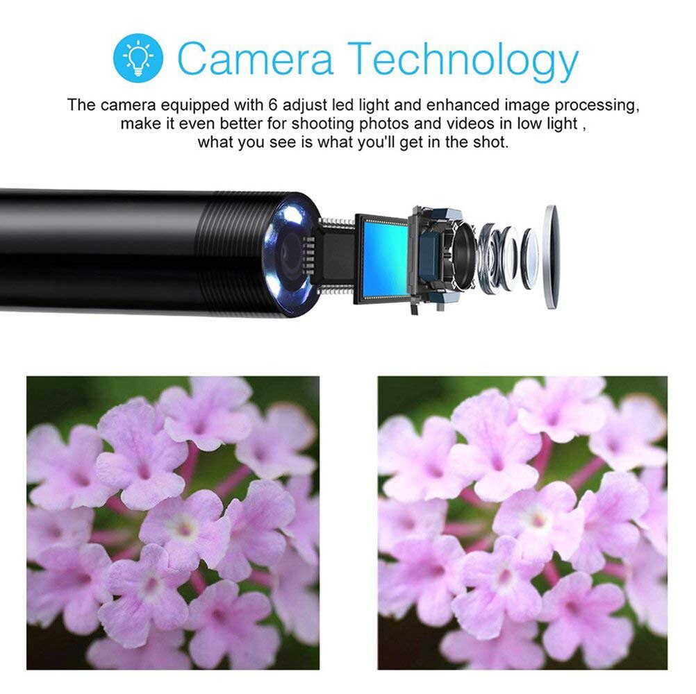 7mm 5.5 Endoscope Camera Flexible Endoscopic Waterproof 6 LEDs Inspection Endoscope Camera for Android Micro USB OTG Type C